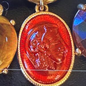 Lauren Ralph Lauren Intaglio Pearl Gold Plate Charm Necklace & Bracelet Set